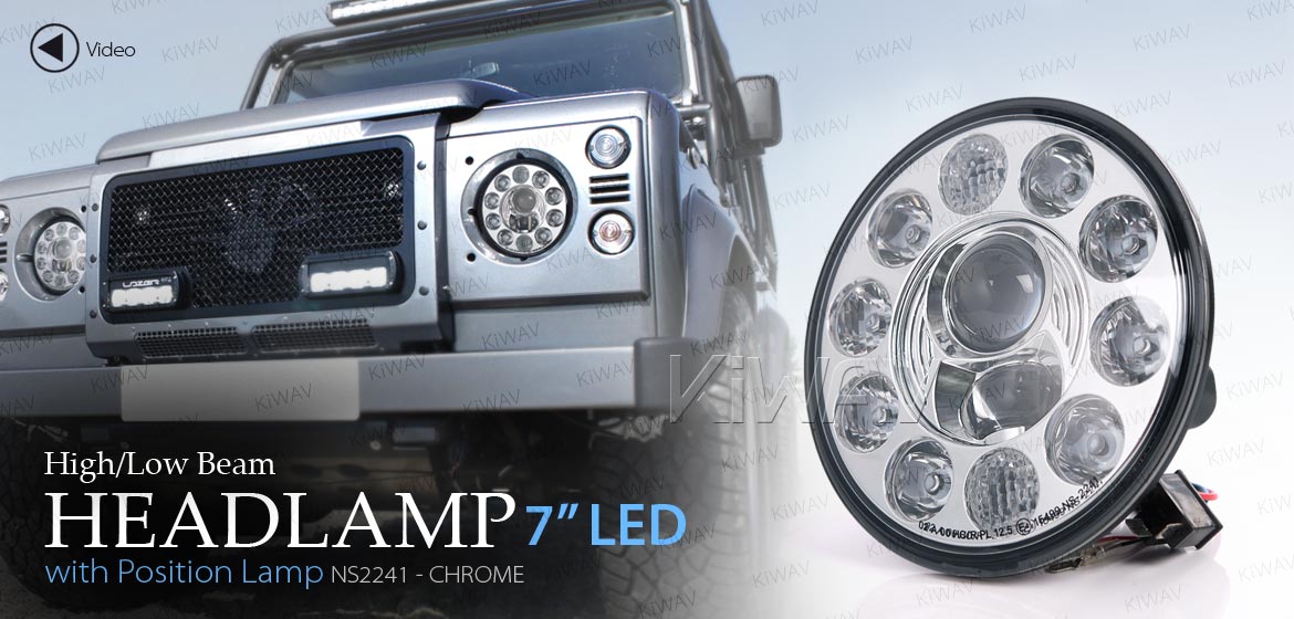KiWAV car 7 inch headlamp chrome reflector