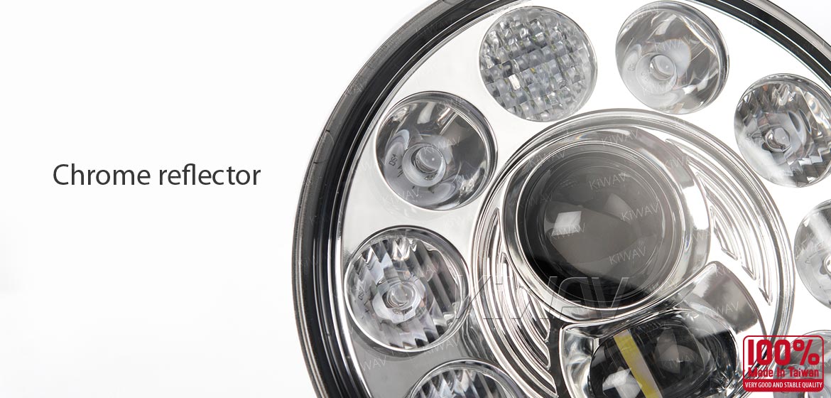 KiWAV car 7 inch headlamp chrome reflector
