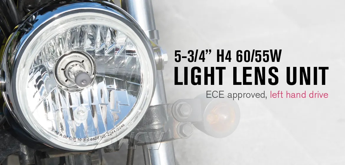 ヘッドライト: バイク用ヘッドランプレンズユニット 5-3/4インチ ECE