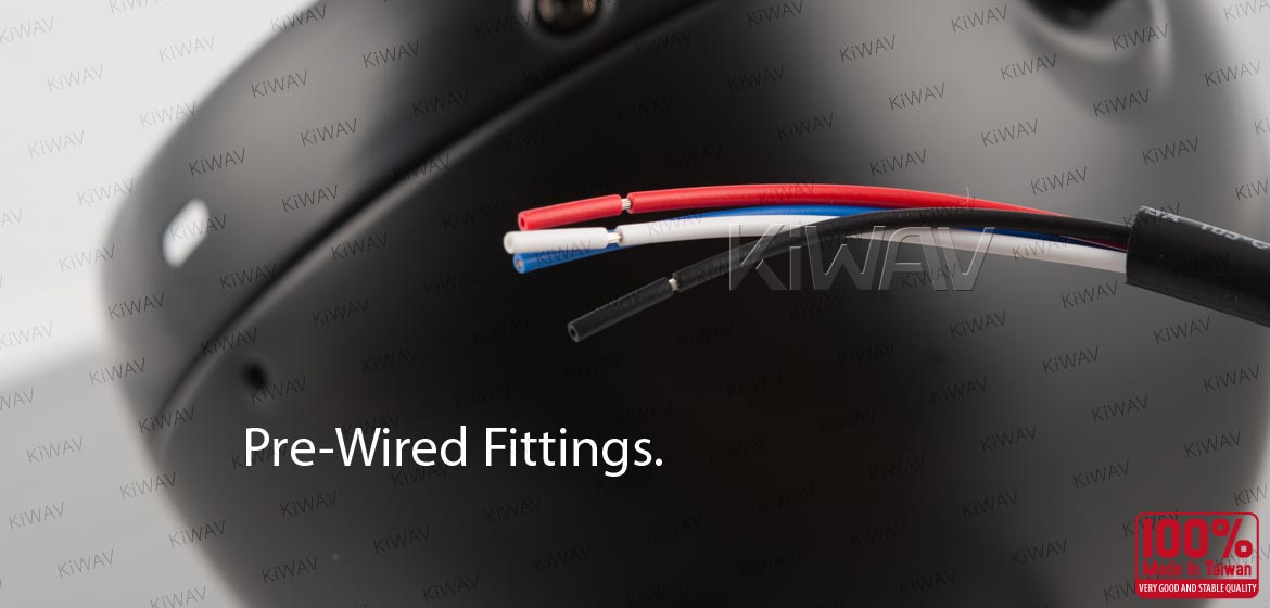 KiWAV 5-3/4 inch H4 60/55W ECE right hand drive motorcycle headlight black side mount