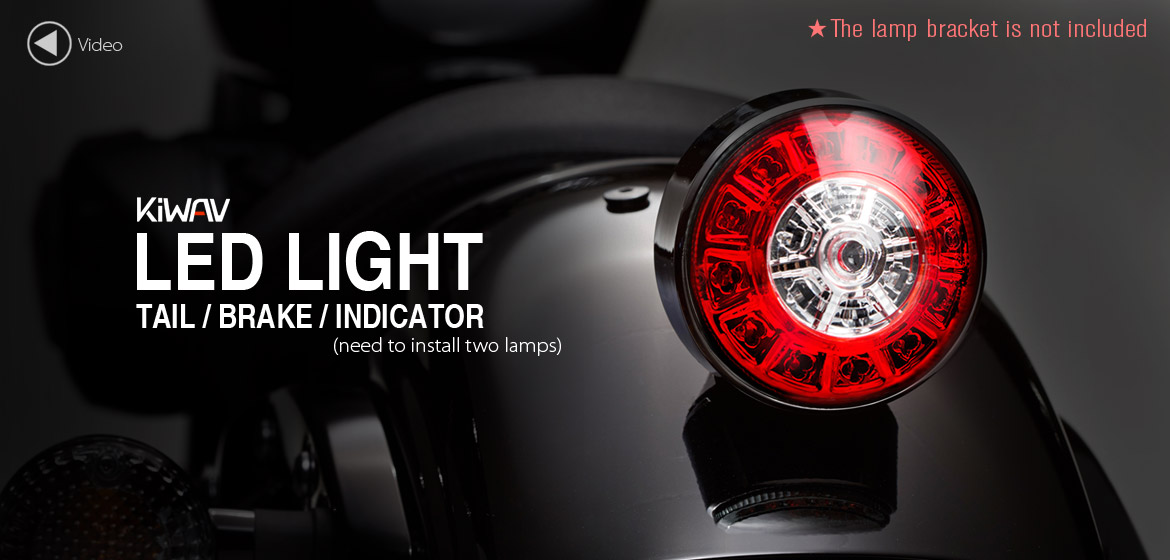 KiWAV Motorcycle LED round tail/brake/indicator light universal fit