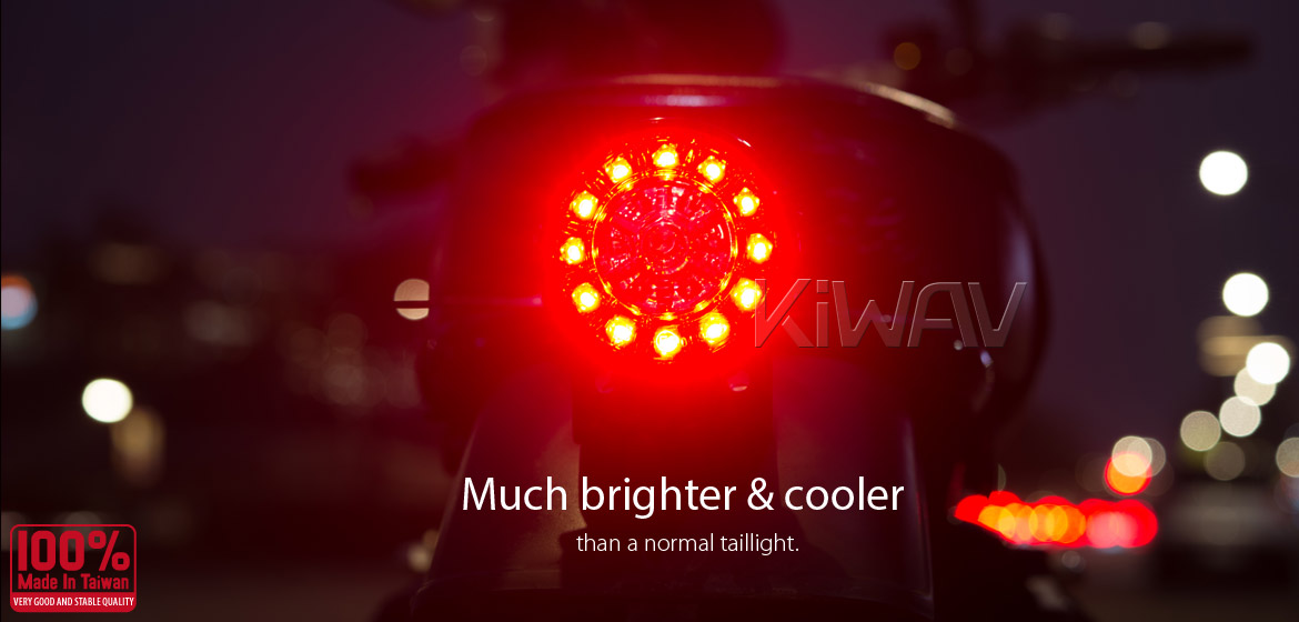 KiWAV Motorcycle LED round tail/brake/indicator light universal fit