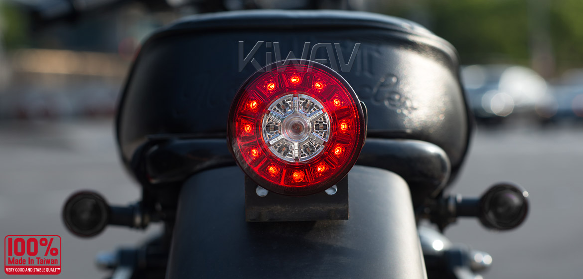 KiWAV Motorcycle LED round tail/brake/indicator light universal fit