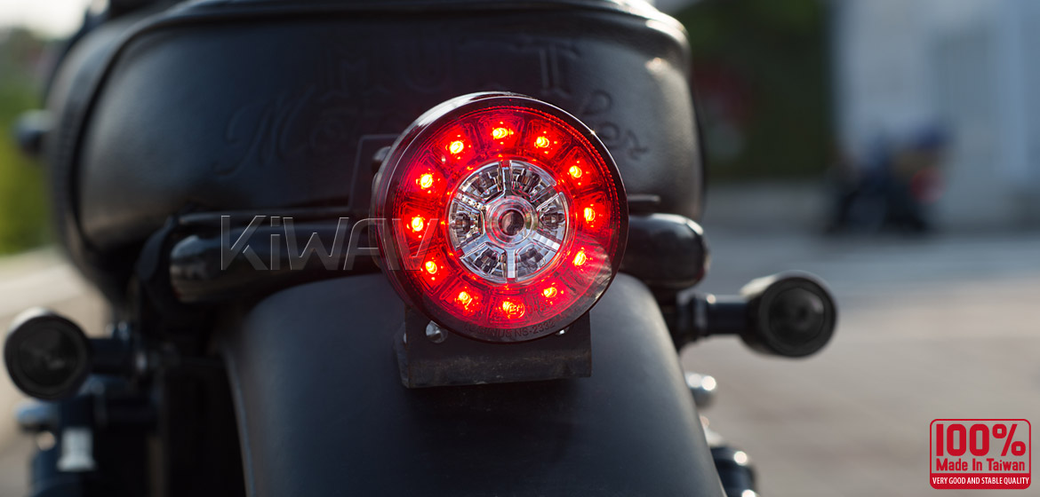 KiWAV Motorcycle LED round tail/brake/indicator light universal fit