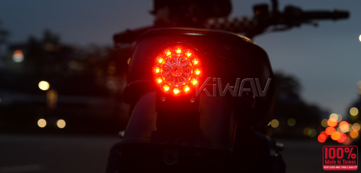 KiWAV Motorcycle LED round tail/brake/indicator light universal fit