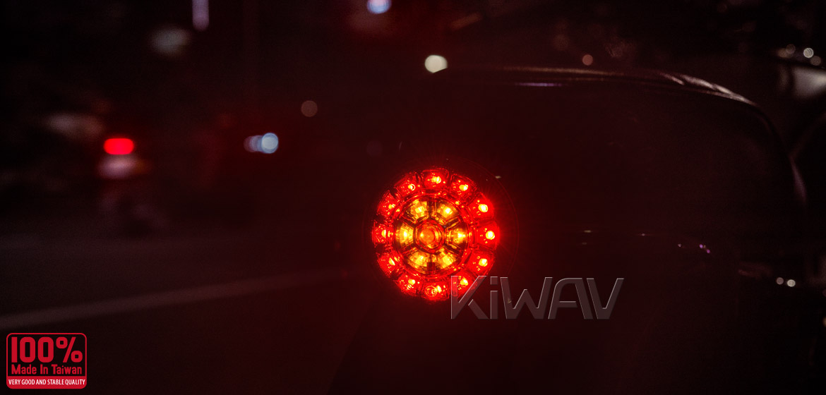 KiWAV Motorcycle LED round tail/brake/indicator light universal fit