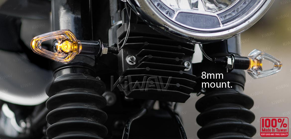 KiWAV motorcycle LED turn signals ClrVisible360 transparent body ECE a pair