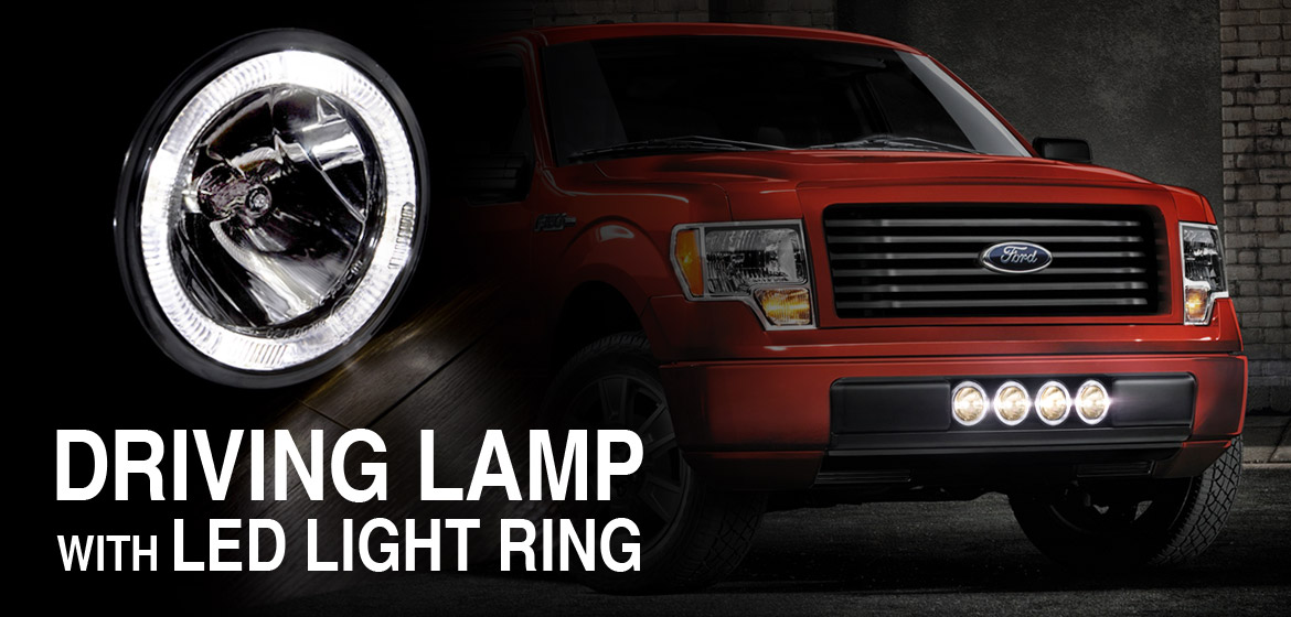 KiWAV 4 inch round driving lamps Lights Halogen bulb with LED light ring