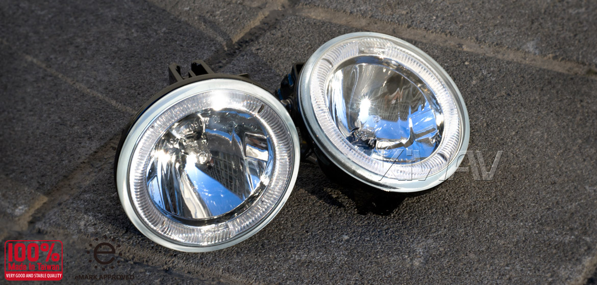 KiWAV 4 inch round driving lamps Lights Halogen bulb with LED light ring
