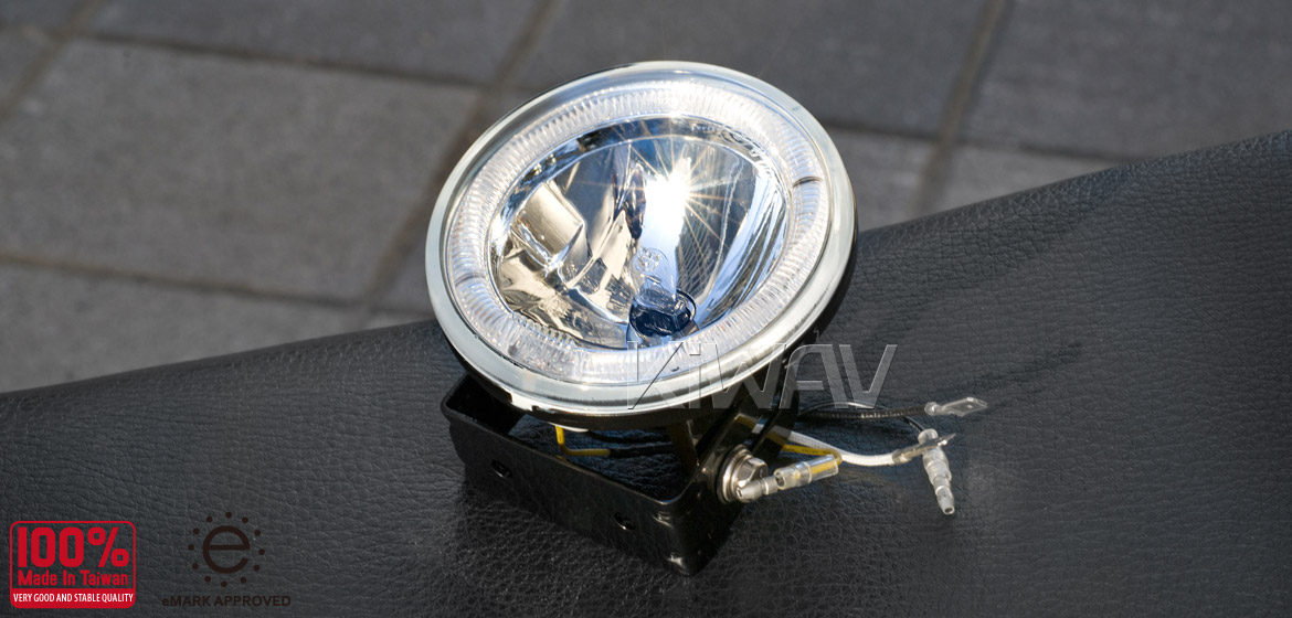 KiWAV 4 inch round driving lamps Lights Halogen bulb with LED light ring