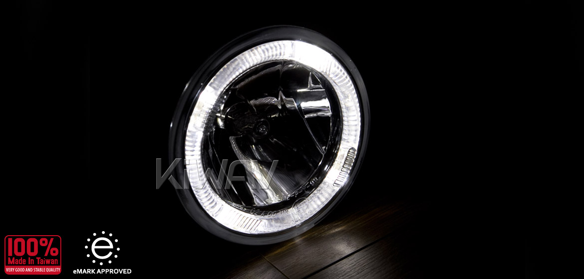 KiWAV 4 inch round driving lamps Lights Halogen bulb with LED light ring