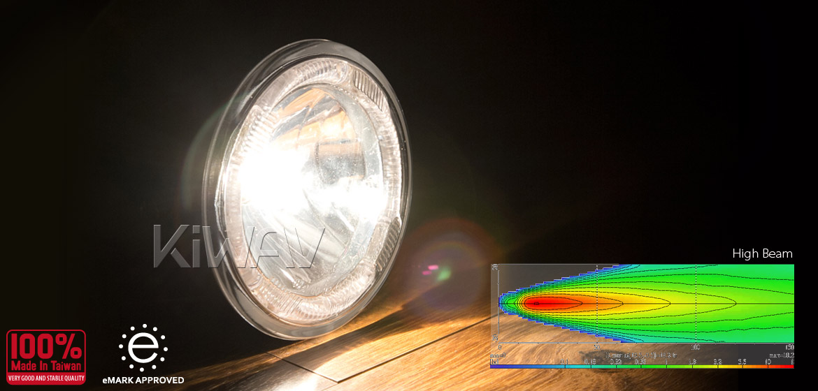 KiWAV 4 inch round driving lamps Lights Halogen bulb with LED light ring