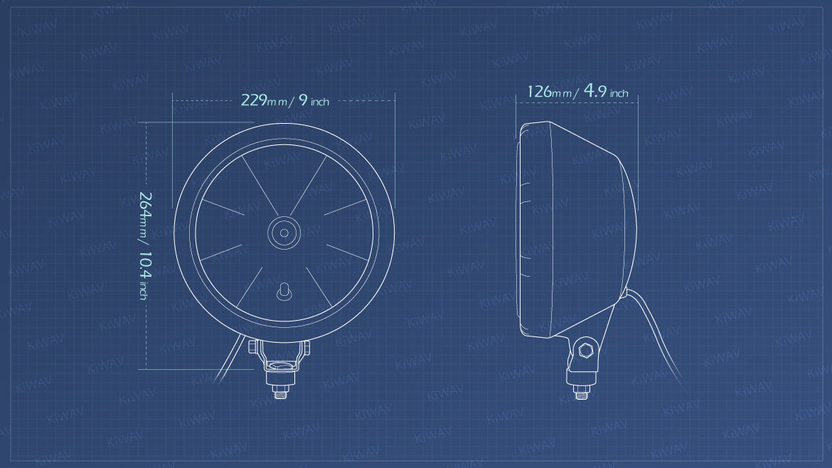 Measurement of KiWAV NS-3716 9 inch driving light with position light