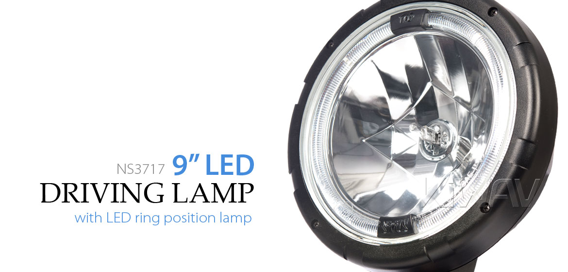 KiWAV NS-3717 9 inch driving light with LED ring halo position light