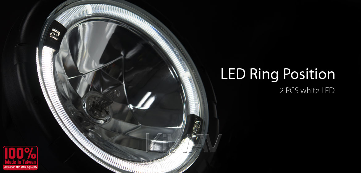 KiWAV NS-3717 9 inch driving light with LED ring halo position light