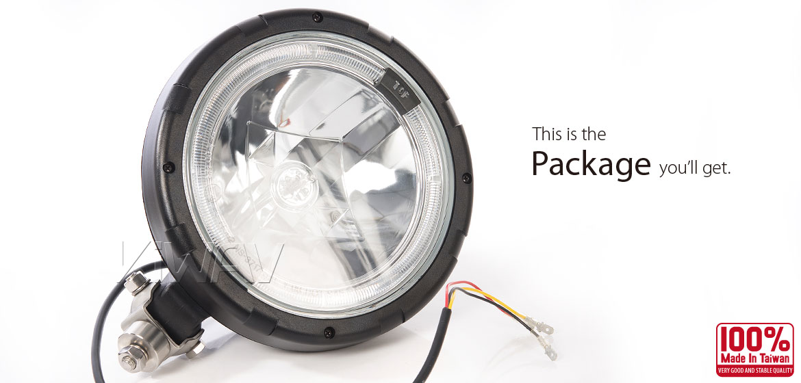KiWAV NS-3717 9 inch driving light with LED ring halo position light