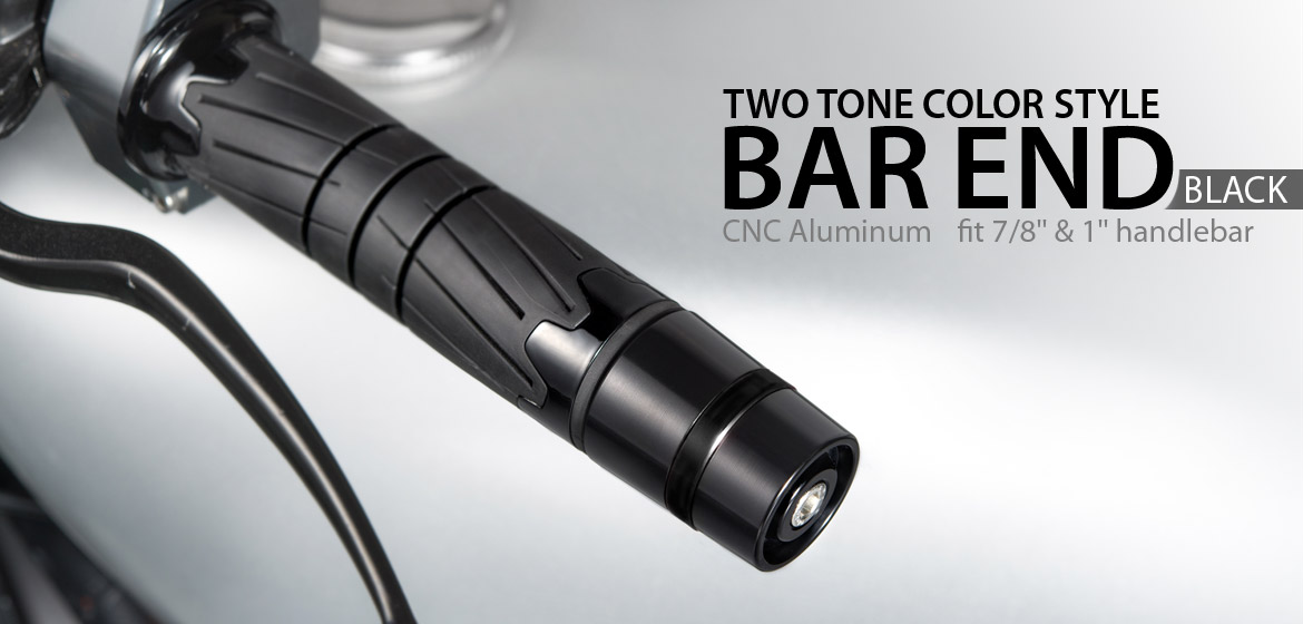 Magazi motorcycle black CNC aluminum bar ends rubber mount two-tone color style universal-01
