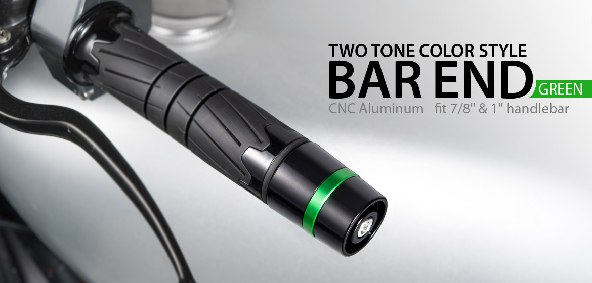 Magazi motorcycle green CNC aluminum bar ends rubber mount two-tone color style universal-01