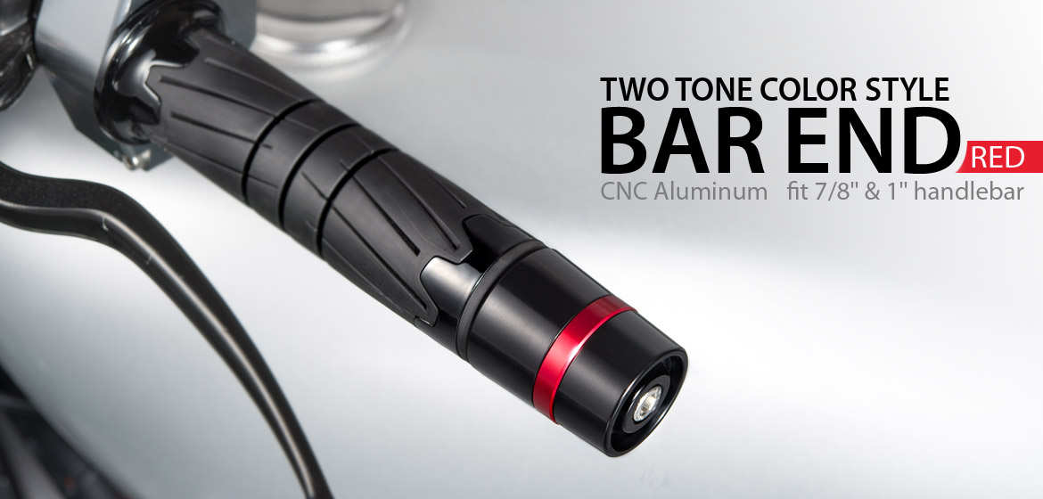 Magazi motorcycle red CNC aluminum bar ends rubber mount two-tone color style universal-01