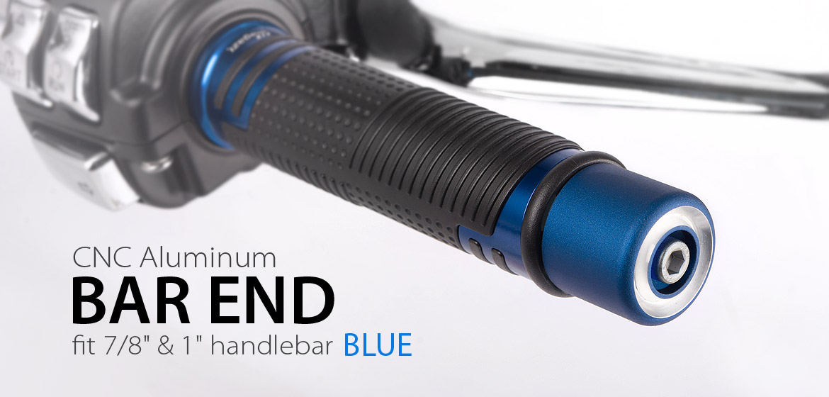 Magazi motorcycle blue CNC aluminum bar ends rubber mount universal fit 7/8inch 1inch handlebar-01
