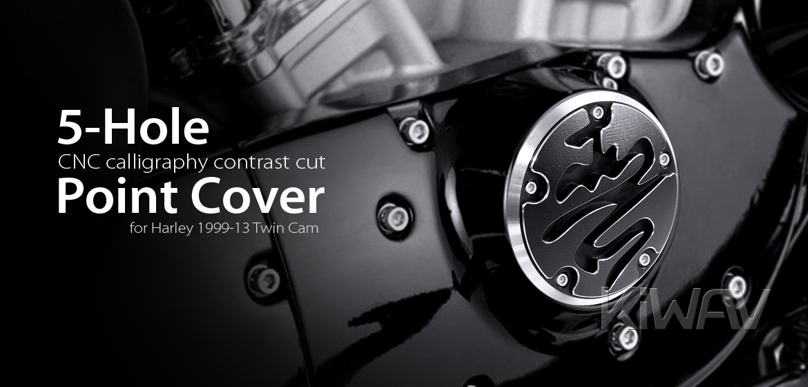 VAWiK CNC Calligraphy contrast cut 5 hole point cover for Harley 1999-13 TWIN CAM