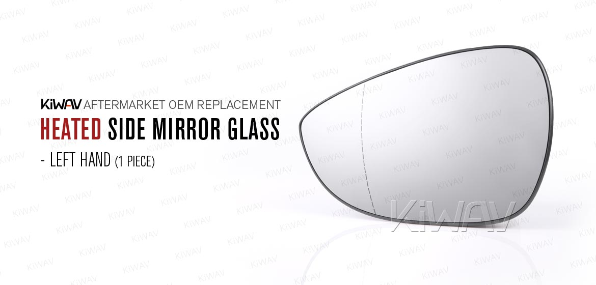 KiWAV aftermarket OEM replacement heated side mirror glass LH compatible with Ford B-Max 2012-2019 / Fiesta 2008-2017