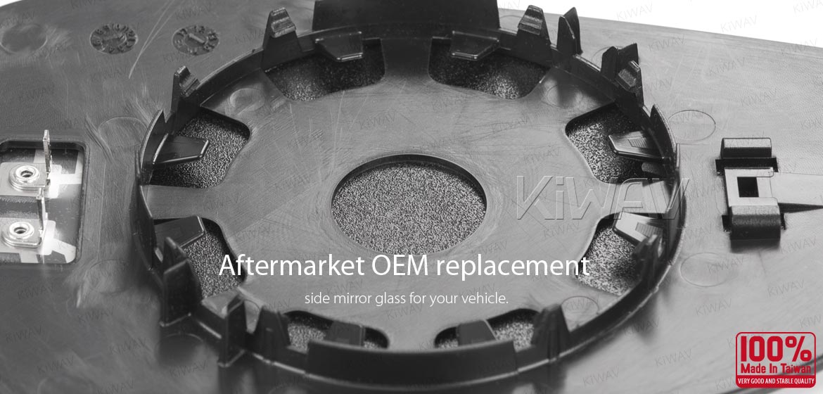 KiWAV aftermarket OEM replacement heated side mirror glass LH compatible with Ford B-Max 2012-2019 / Fiesta 2008-2017
