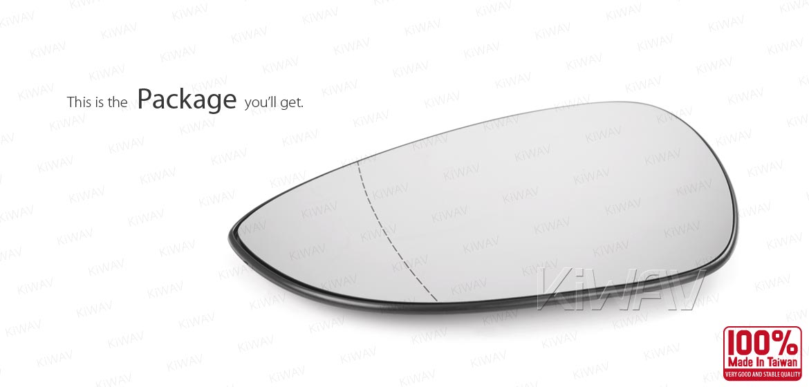 KiWAV aftermarket OEM replacement heated side mirror glass LH compatible with Ford B-Max 2012-2019 / Fiesta 2008-2017