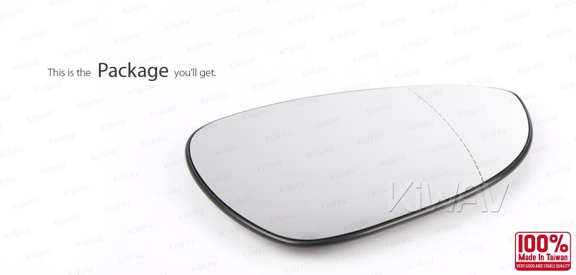 KiWAV aftermarket OEM replacement heated side mirror glass RH compatible with Ford B-Max 2012-2019 / Fiesta 2008-2017