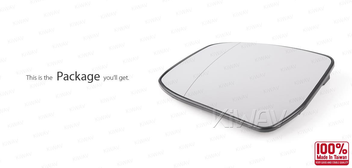 KiWAV aftermarket OEM replacement heated side mirror glass LH compatible with Ford Transit 2000-2006