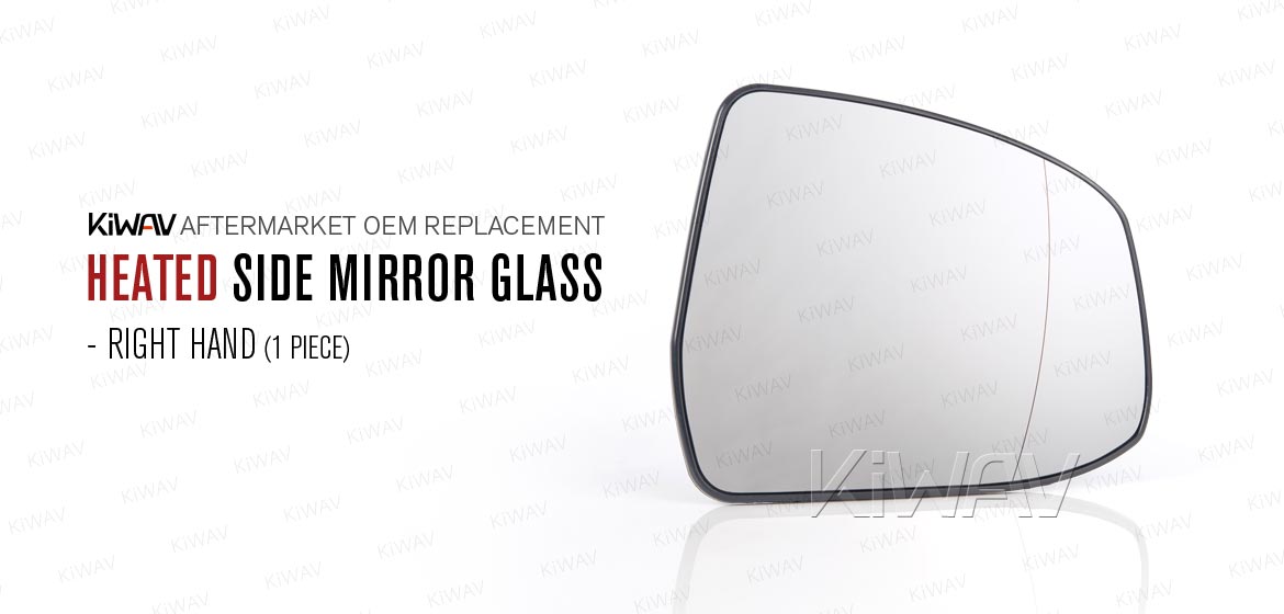 KiWAV aftermarket OEM replacement heated side mirror glass RH compatible with Ford Transit 2000-2006