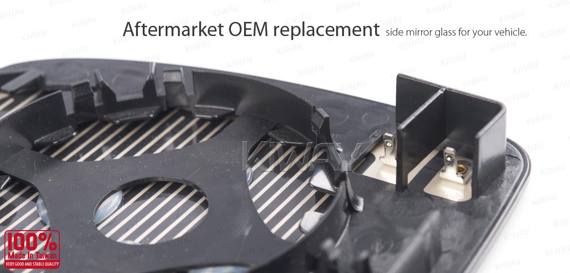 KiWAV aftermarket OEM replacement heated side mirror glass RH compatible with Ford Transit 2000-2006