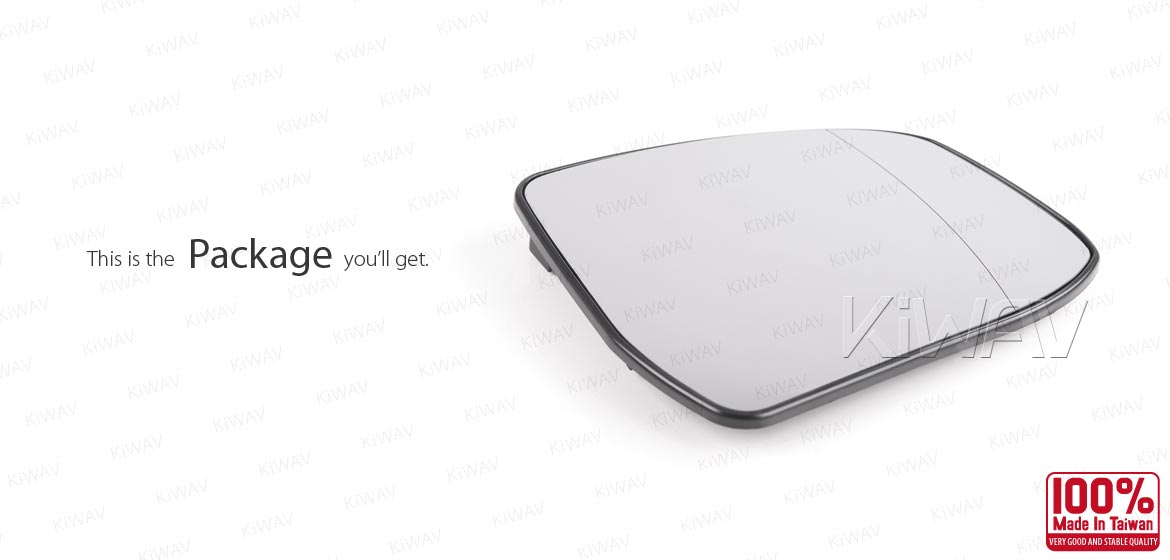 KiWAV aftermarket OEM replacement heated side mirror glass RH compatible with Ford Transit 2000-2006