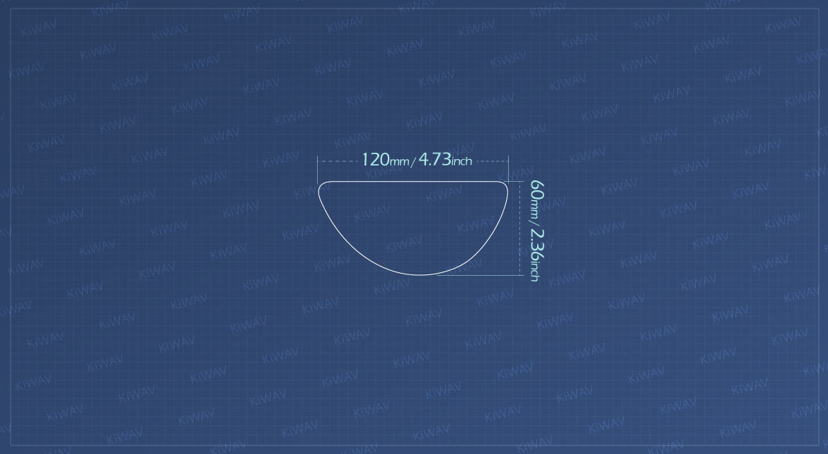 Measurement of KiWAV aftermarket OEM replacement side mirror glass bottom part LH