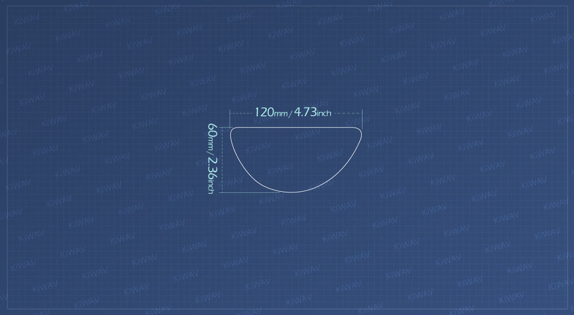 Measurement of KiWAV aftermarket OEM replacement side mirror glass bottom part RH