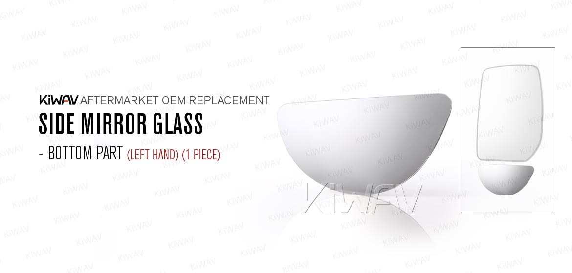 KiWAV aftermarket OEM replacement side mirror glass bottom part LH compatible with Ford Transit 2000-2006
