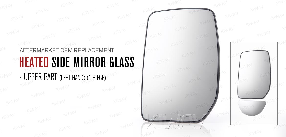 KiWAV aftermarket OEM replacement heated side mirror glass upper part LH compatible with Ford Transit 2000-2006