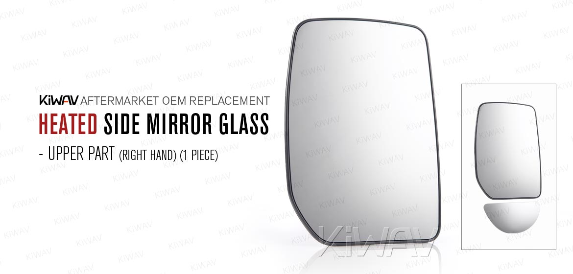 KiWAV aftermarket OEM replacement heated side mirror glass upper part RH compatible with Ford Transit 2000-2006