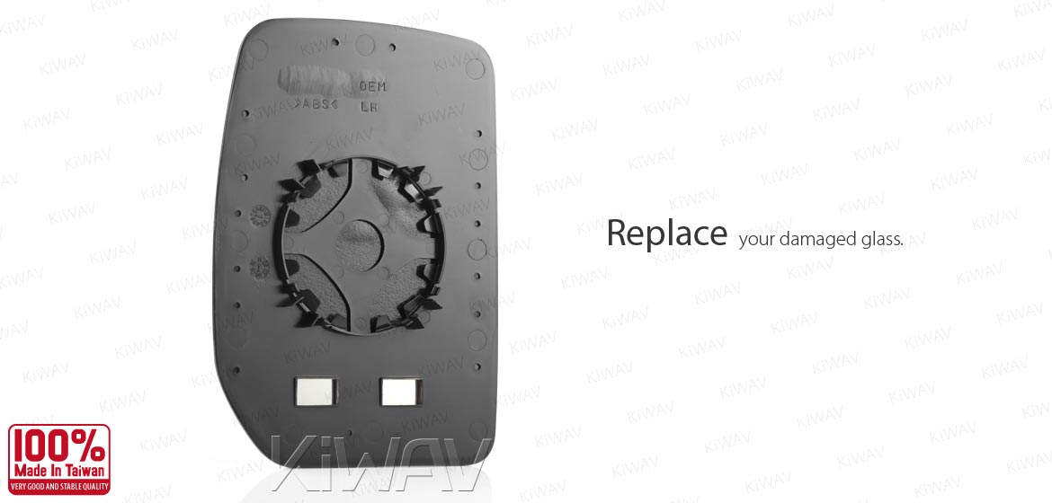 KiWAV aftermarket OEM replacement side mirror glass upper part LH compatible with Ford Transit 2000-2006