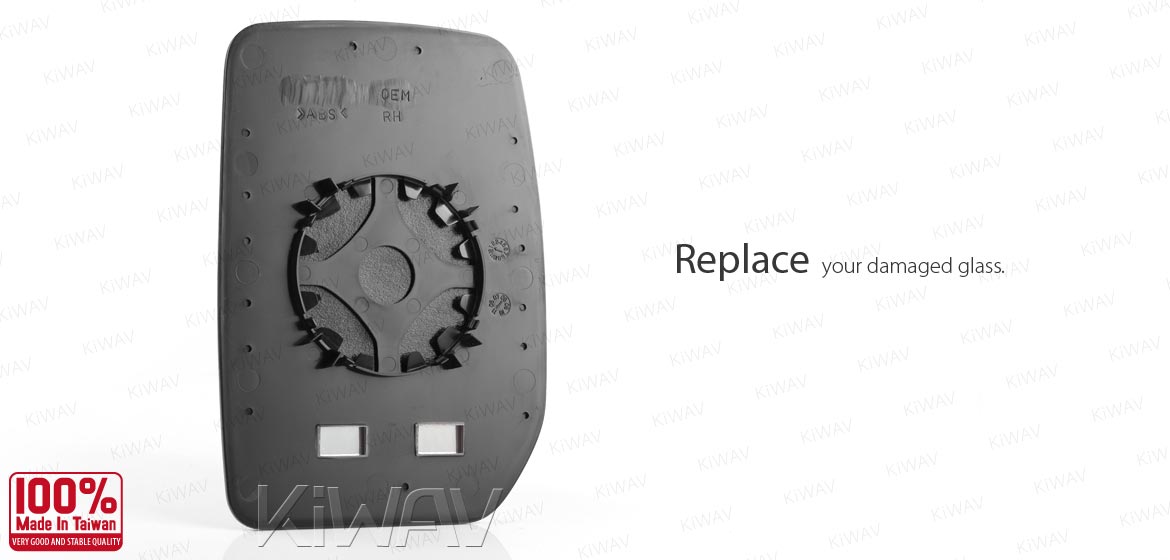 KiWAV aftermarket OEM replacement side mirror glass upper part RH compatible with Ford Transit 2000-2006