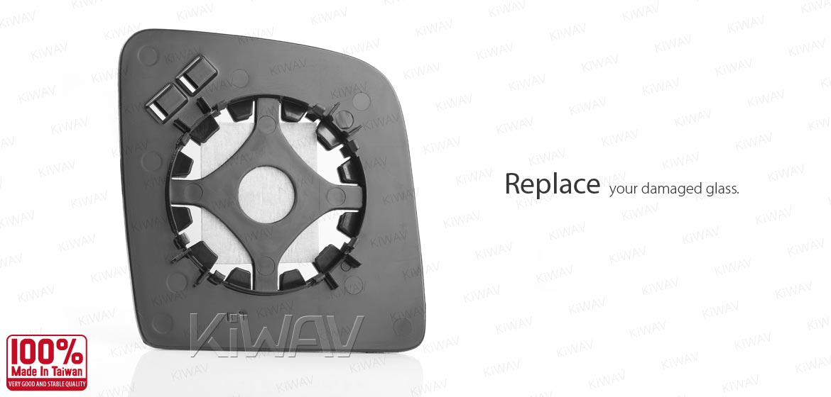 KiWAV aftermarket OEM replacement side mirror glass upper part LH compatible with Ford Transit Connect (Tourneo) 2002-2013