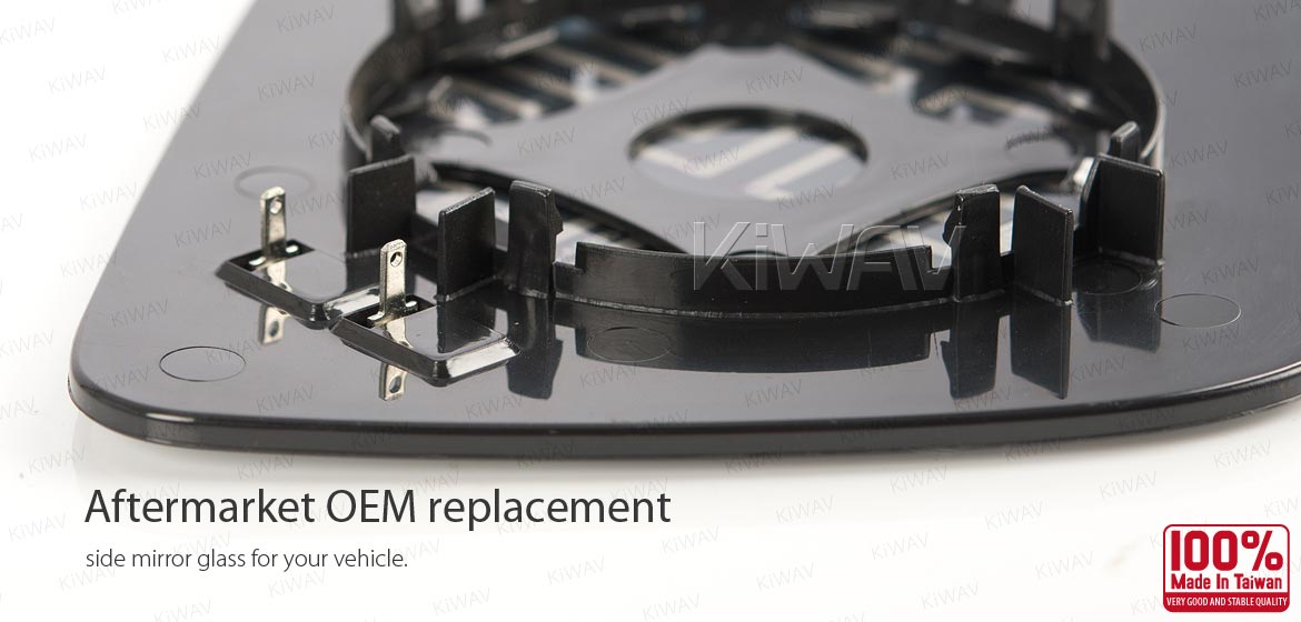 KiWAV aftermarket OEM replacement heated side mirror glass upper part RH compatible with Ford Transit Connect (Tourneo) 2002-2013