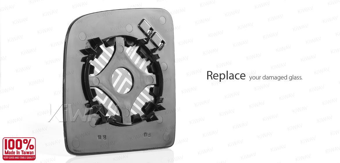 KiWAV aftermarket OEM replacement heated side mirror glass upper part RH compatible with Ford Transit Connect (Tourneo) 2002-2013