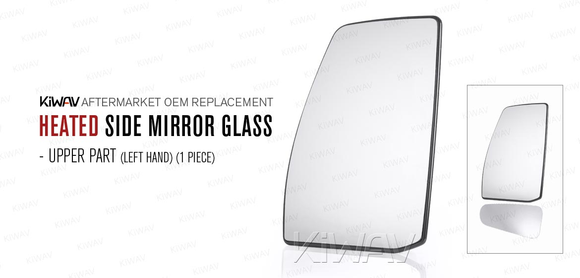 KiWAV aftermarket OEM replacement heated side mirror glass upper part LH compatible with Ford Transit Tourneo Custom (TTF) 2012~