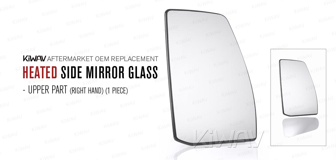 KiWAV aftermarket OEM replacement heated side mirror glass upper part LH compatible with Ford Transit Tourneo Custom (TTF) 2012~
