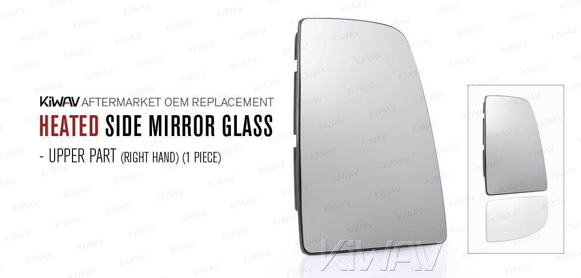 KiWAV aftermarket OEM replacement heated side mirror glass upper part RH compatible with Ford Transit TTG MK8 