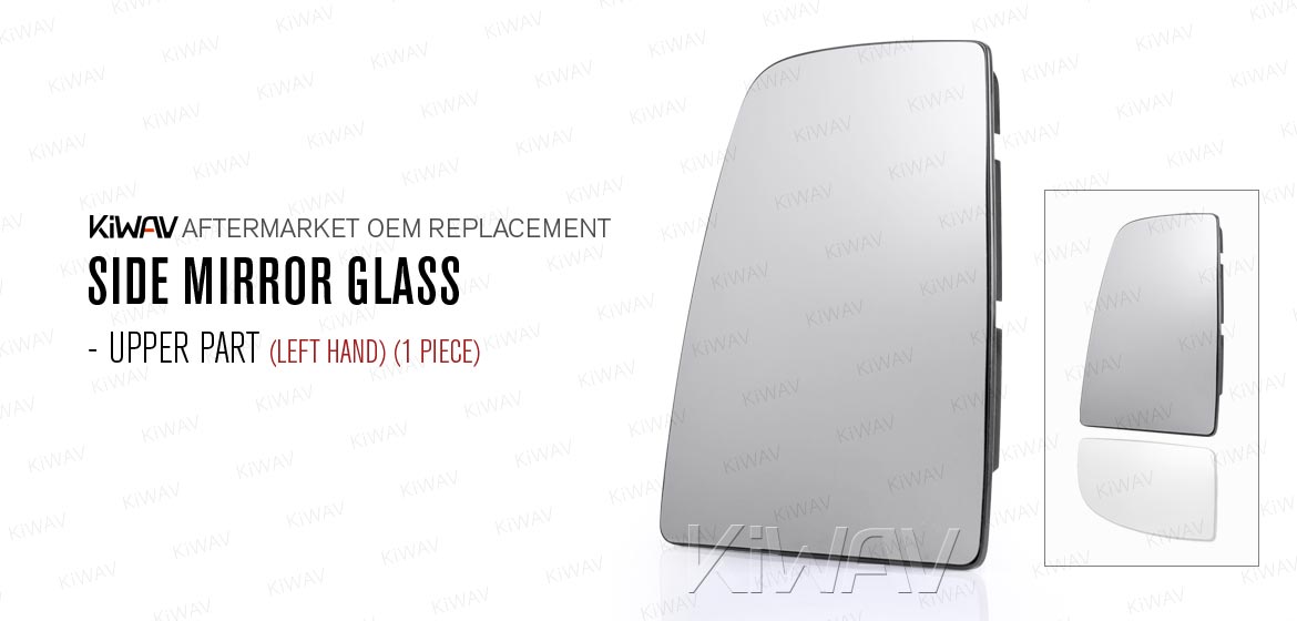 KiWAV aftermarket OEM replacement heated side mirror glass upper part LH compatible with Ford Transit TTG MK8 