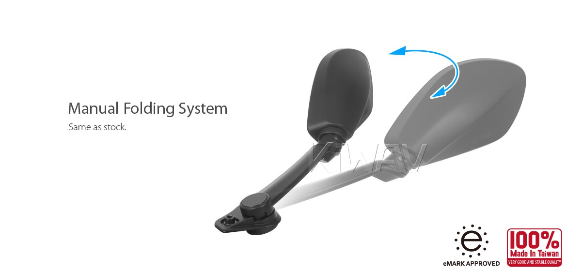 KiWAV OEM replacement mirror left hand LH compatible for Zero SR/S 2020~