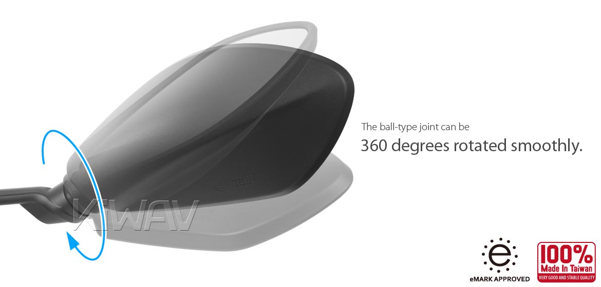 KiWAV OEM replacement mirror left hand LH compatible for Zero SR/S 2020~