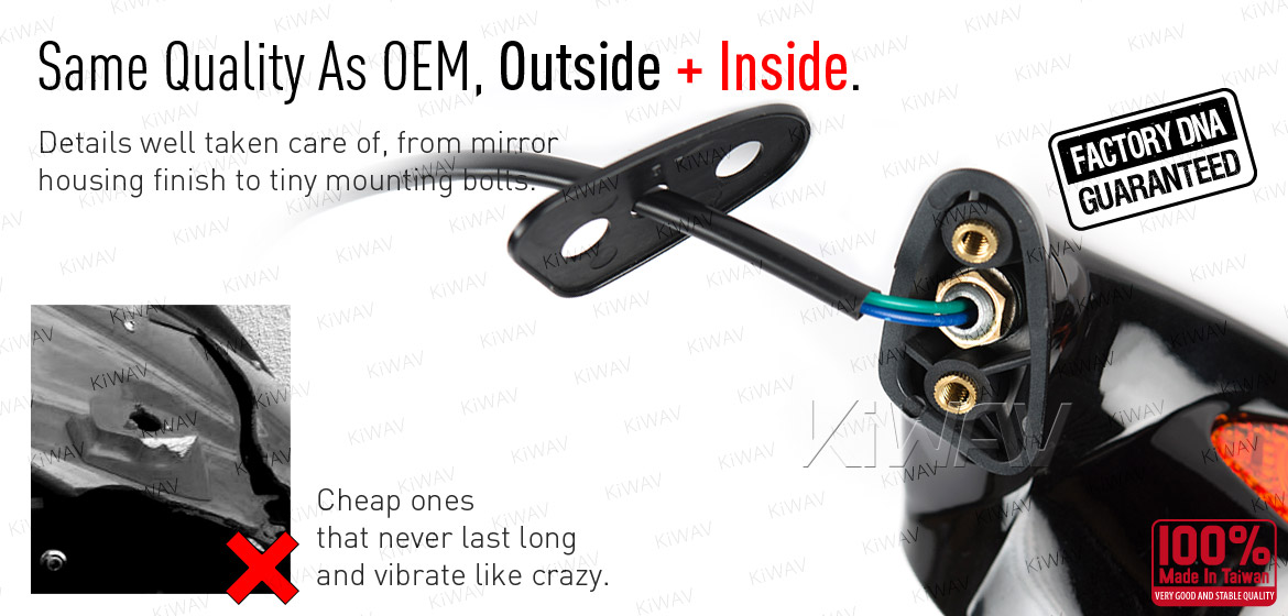 KiWAV OEM quality replacement mirror FA-46 for MV Agusta F4 1000R black with turn signal